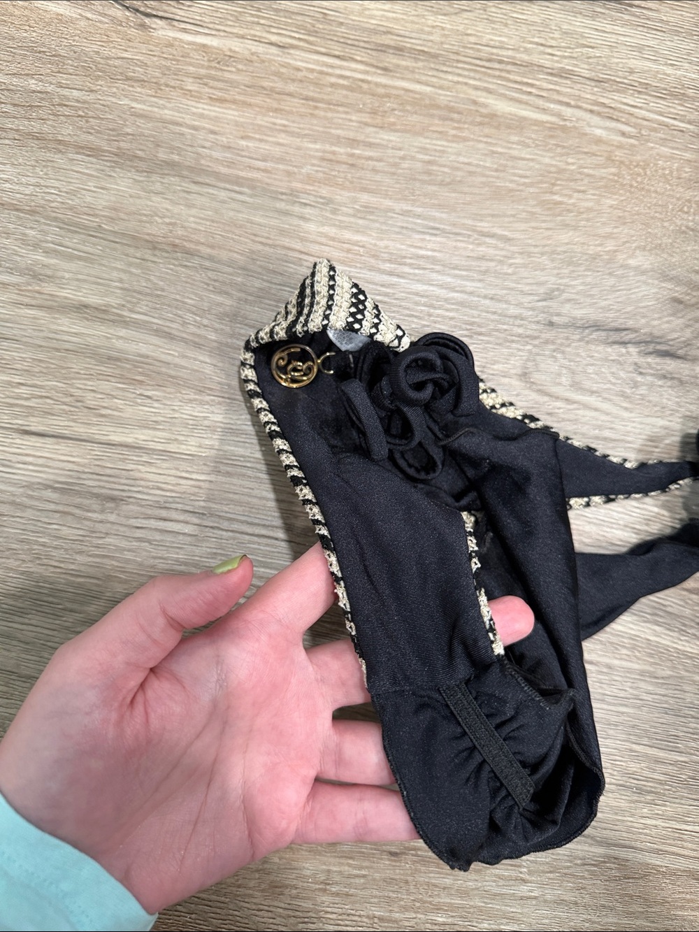 Luli Fama Black & Gold Chevron Tie-Side Bikini Bottom - Picture 4 of 4